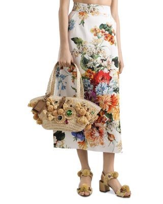 Dolce & Gabbana Embellished Straw Bag