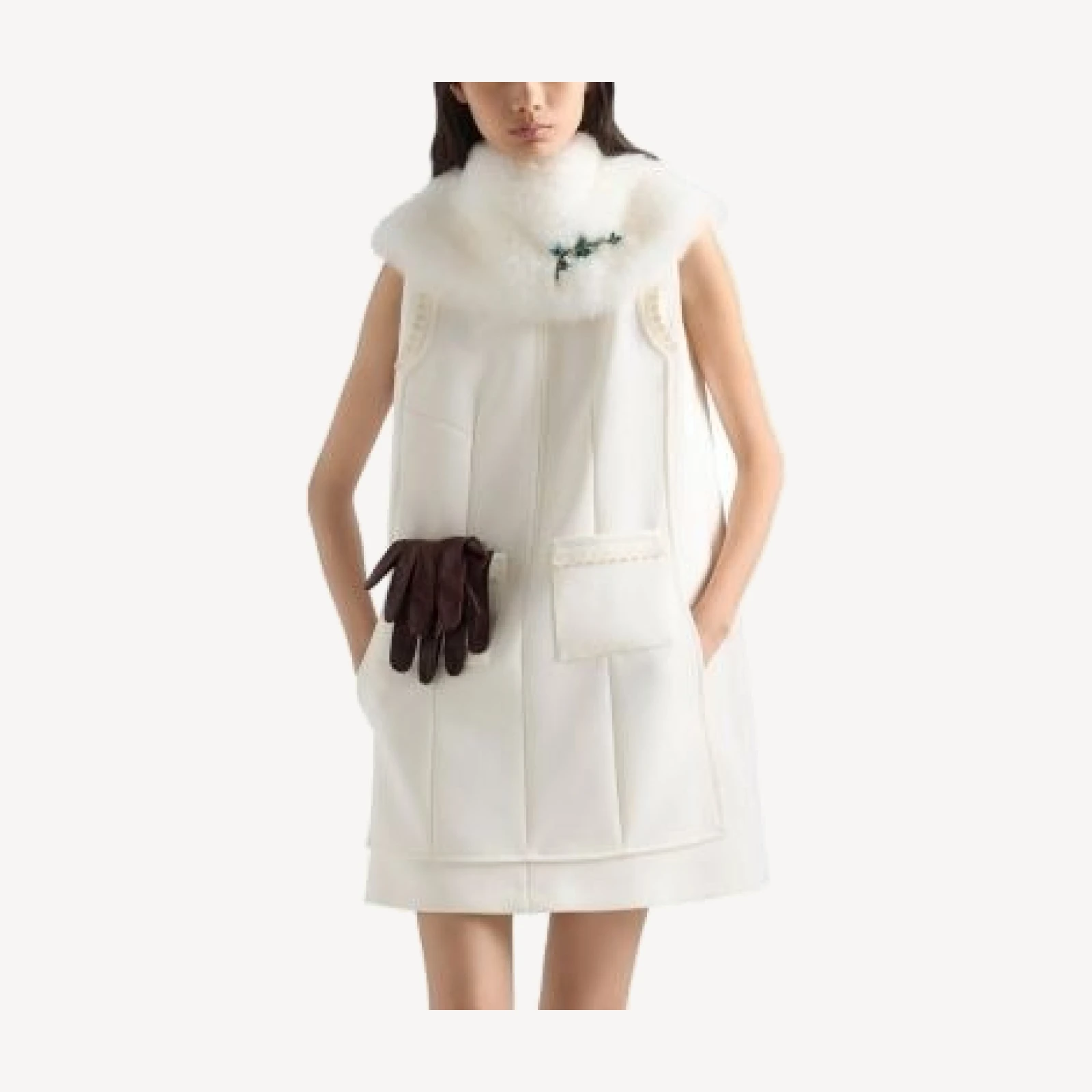 Prada Embroidered Natte Fabric Mini-Dress