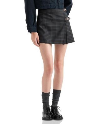 Prada Checked Wool Miniskirt