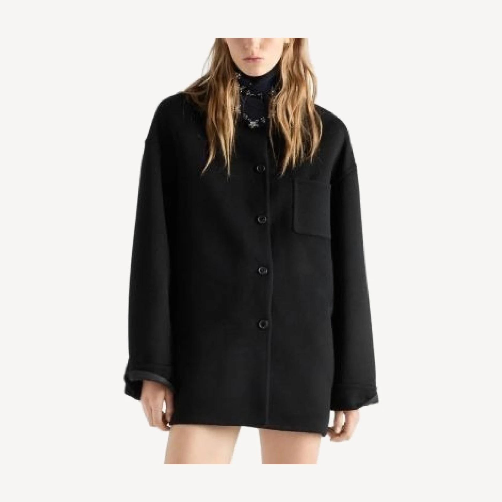 Prada Reversible double cashwool and Re-Nylon caban jacket