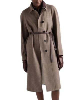 Prada Single-breasted houndstooth check wool coat