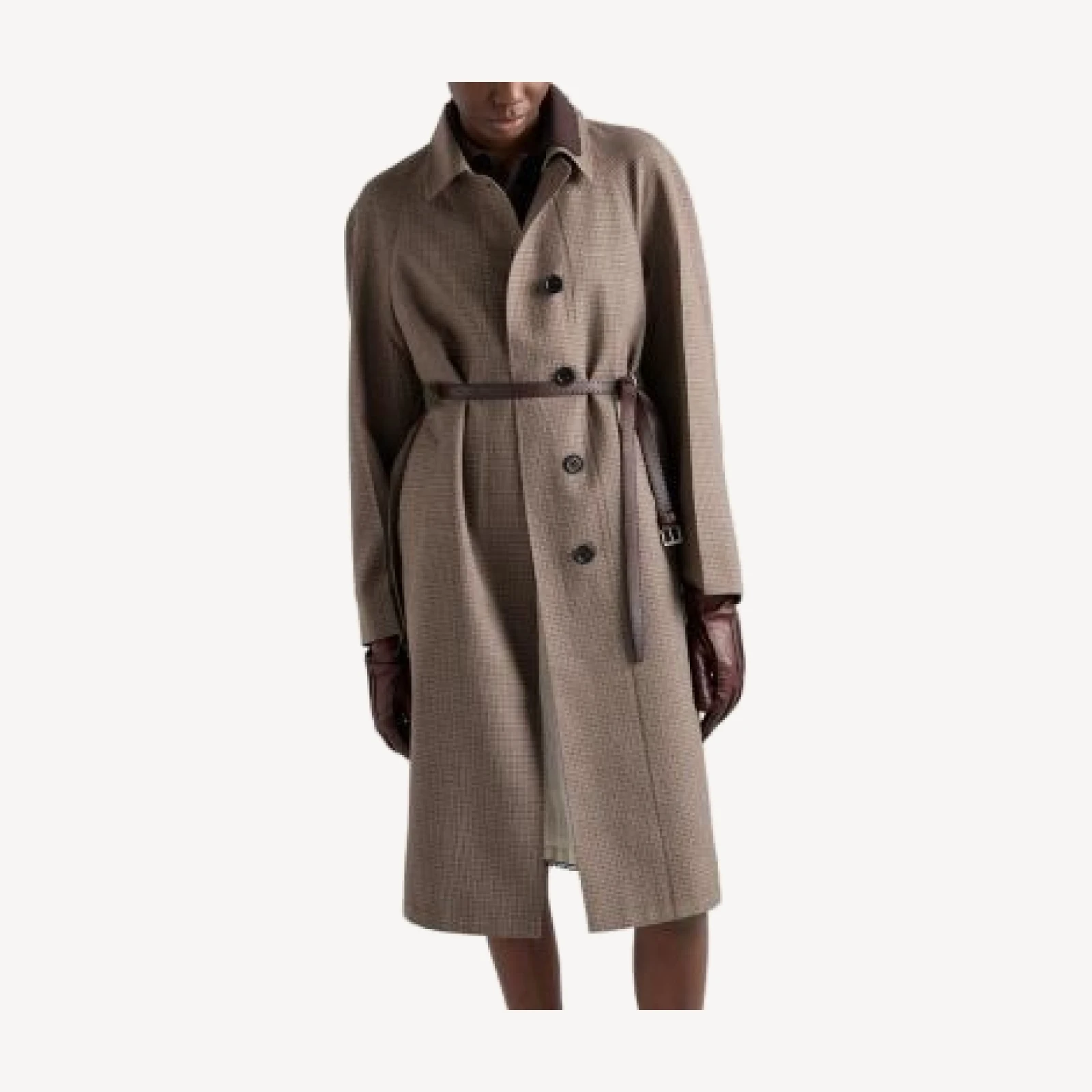Prada Single-breasted houndstooth check wool coat