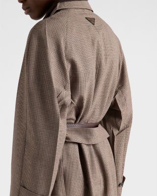 Prada Single-breasted houndstooth check wool coat
