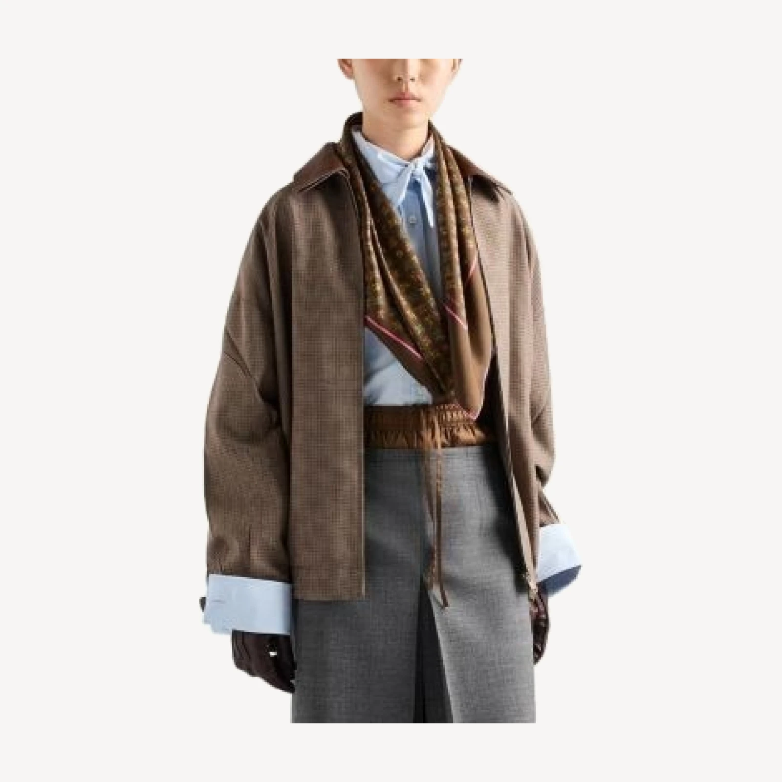 Prada Houndstooth Wool Blouson Jacket