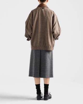 Prada Houndstooth Wool Blouson Jacket