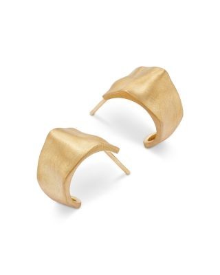 Bloomingdale's Fine Collection Brushed Wave Hoop Earrings in 14K Yellow Gold