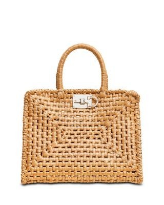 Ferragamo Studio Intreccio Woven Raffia Effect Box Bag