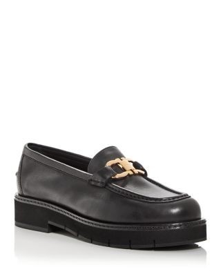 Ferragamo Women's Maryan Gancini Lug Sole Loafers
