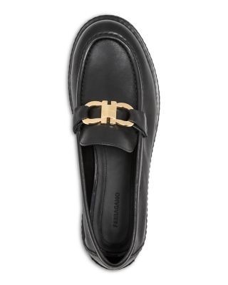 Ferragamo Women's Maryan Gancini Lug Sole Loafers