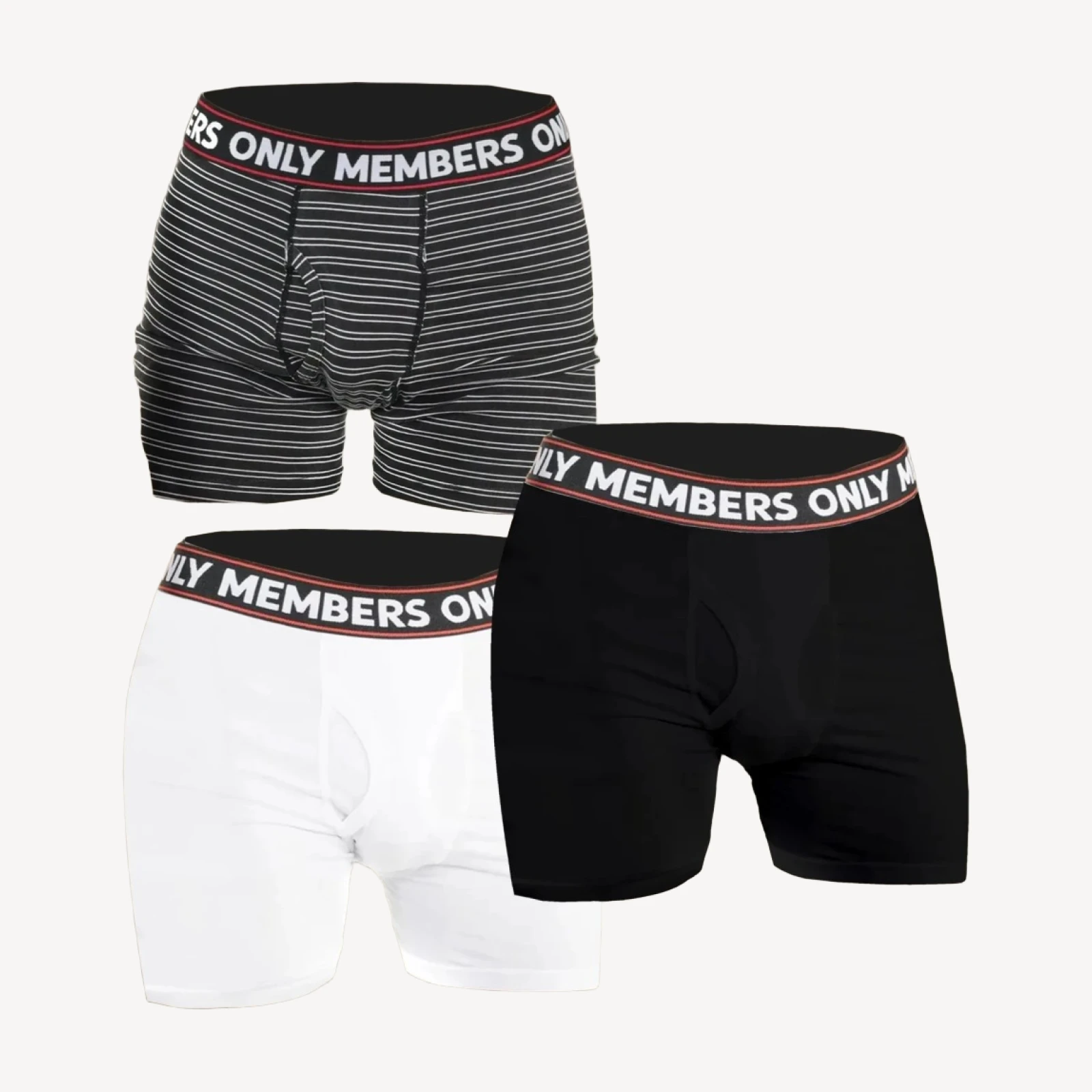 Men's 3 Pack Poly Spandex Athletic Stripe Boxer Briefs - Black White Stripe - FINAL SALE