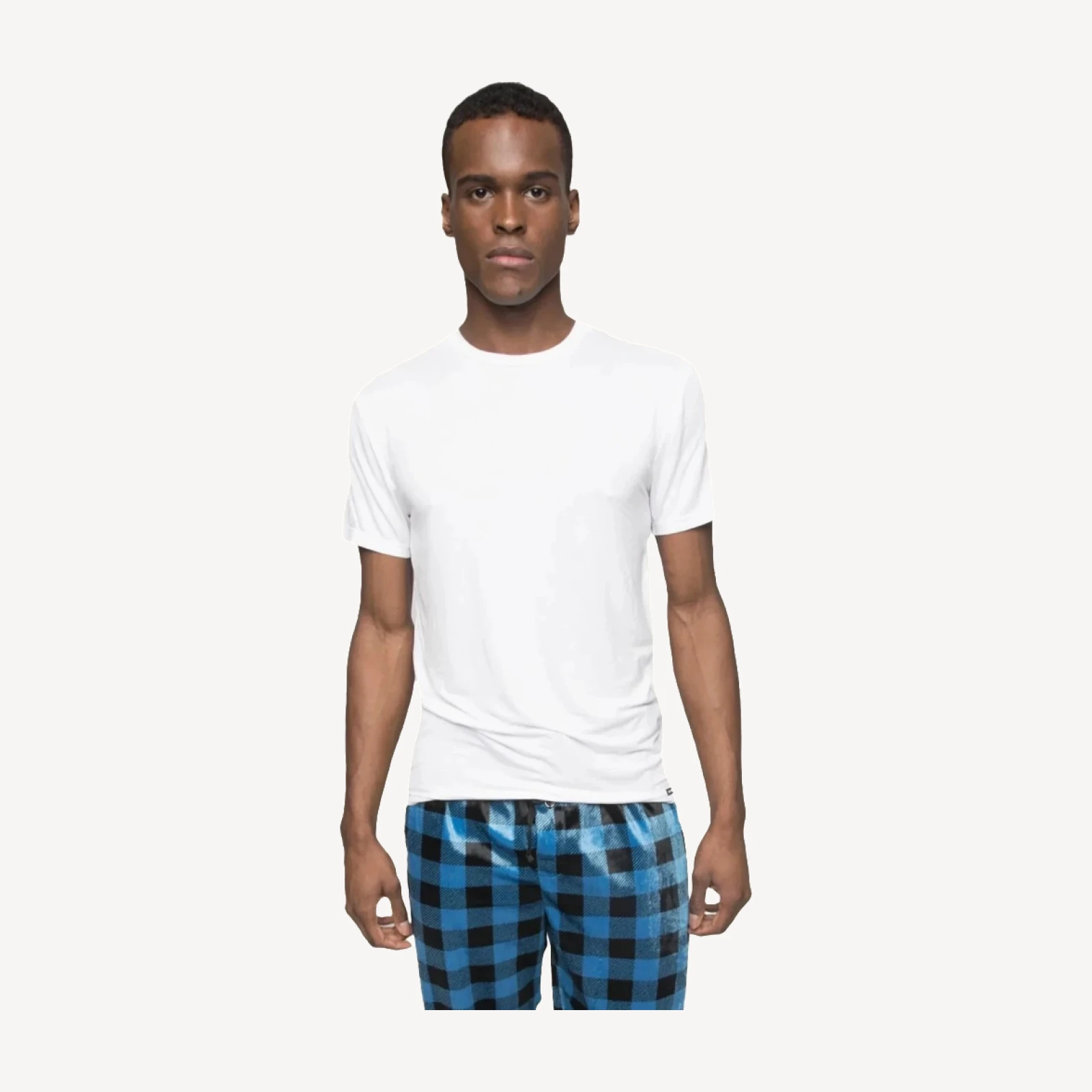 Men's Short Sleeve Bamboo Rayon Sleep Shirt - WHITE - FINAL SALE