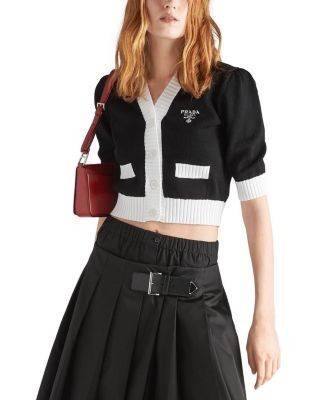 Prada Cropped Cotton Cardigan