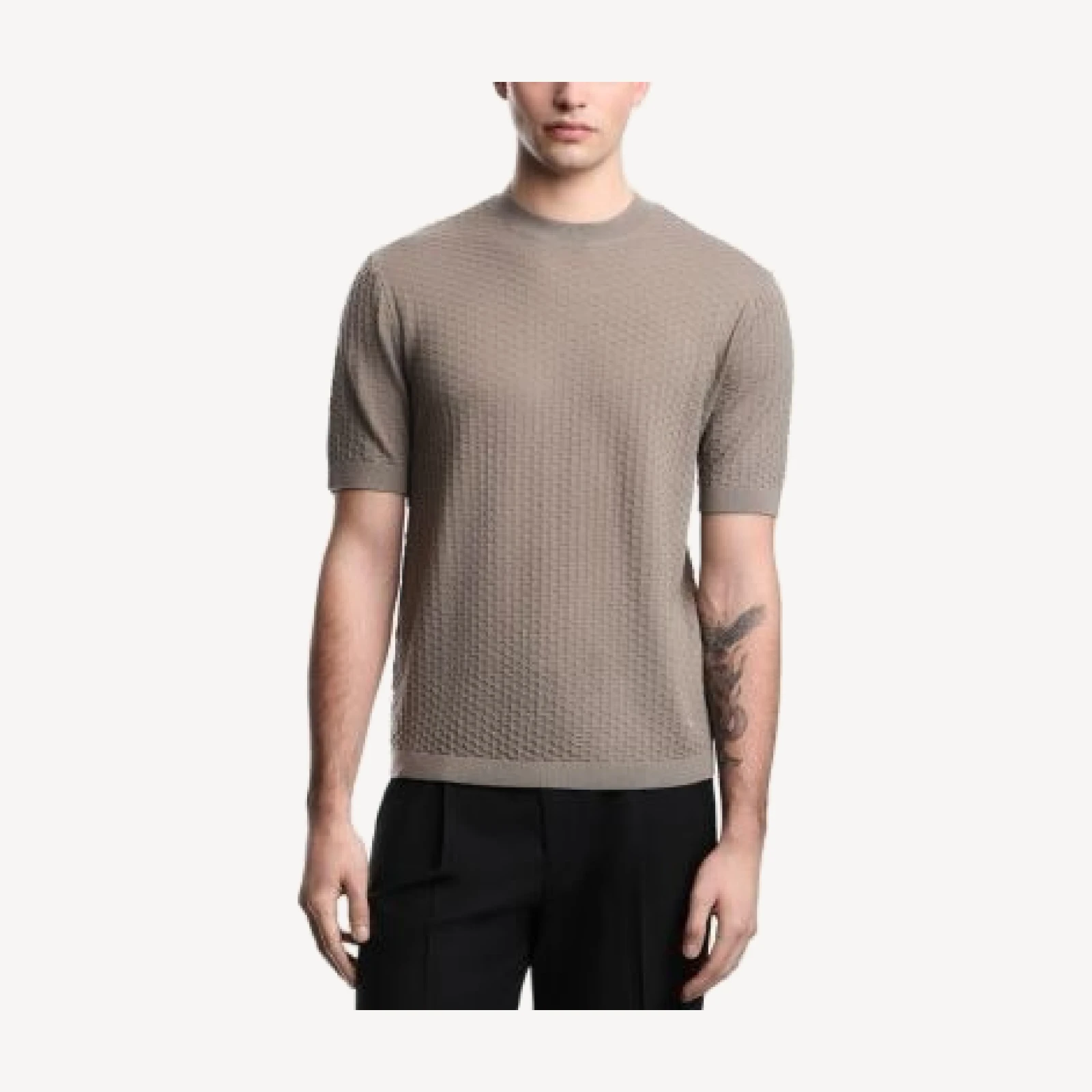 Emporio Armani Honeycomb Wool Short Sleeve Sweater