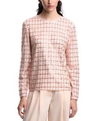Emporio Armani Beaded Embroidered Tulle Top