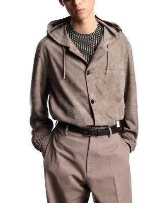 Emporio Armani Leather Hooded Blouson Jacket
