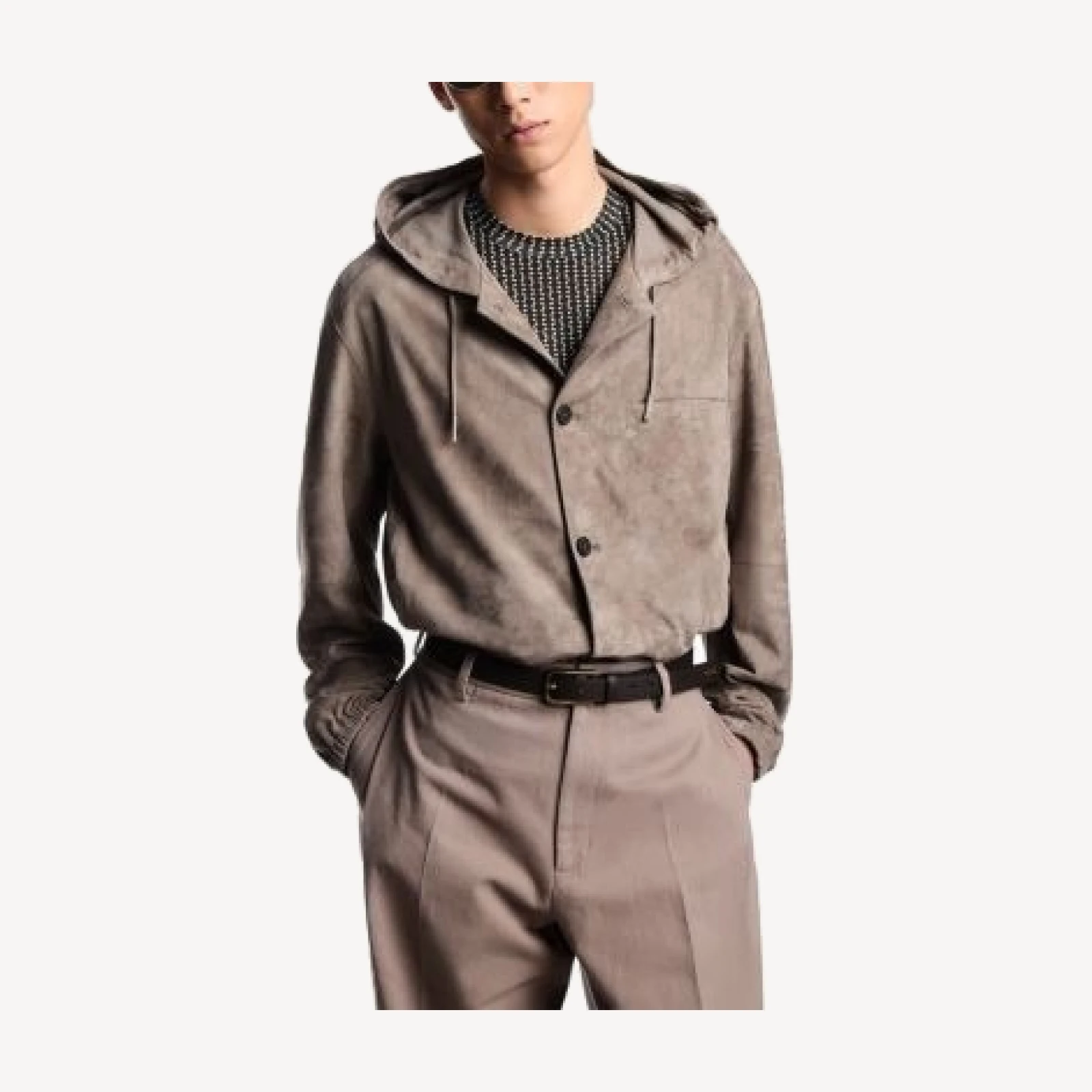 Emporio Armani Leather Hooded Blouson Jacket