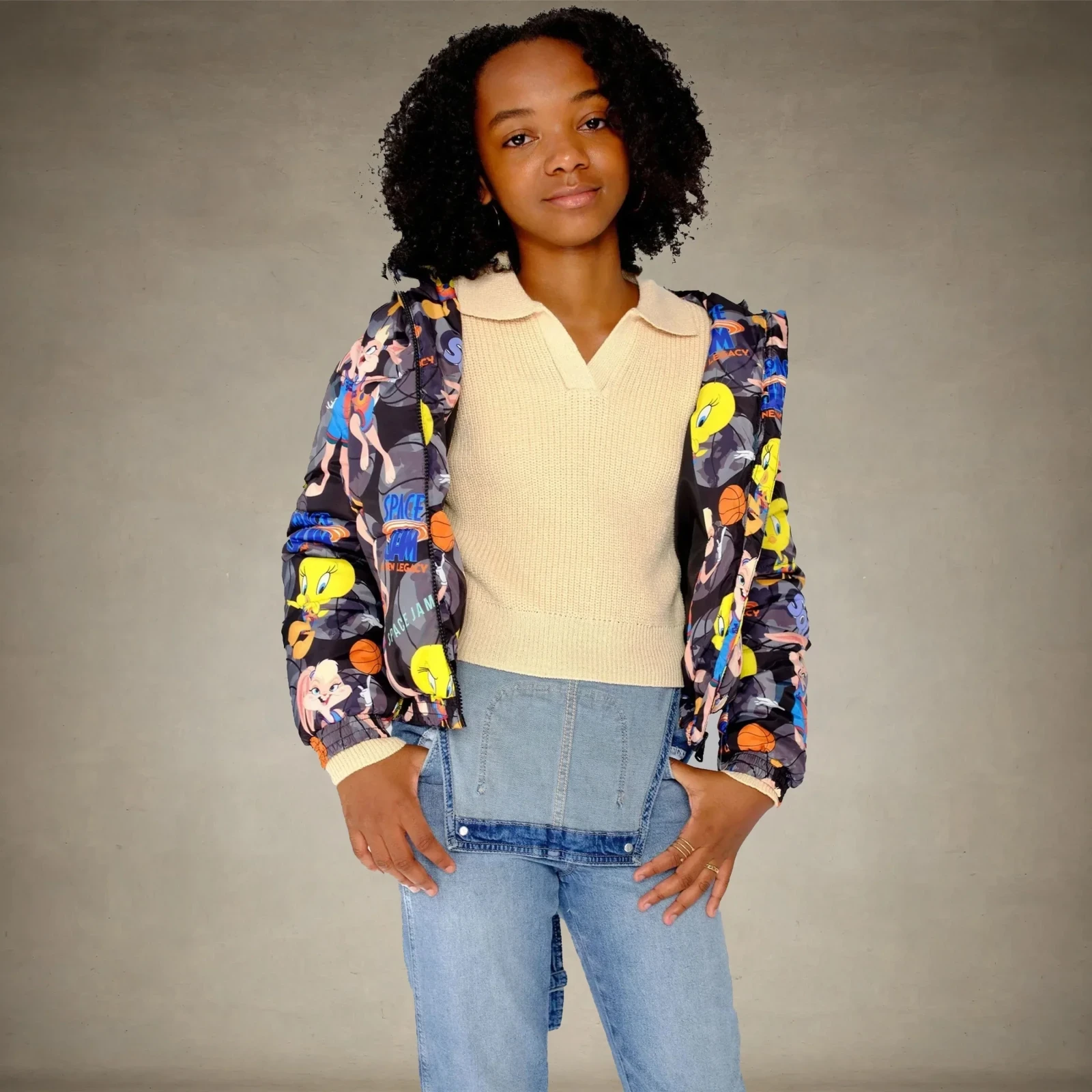 Girl's Heavy Quilted Puffer in New Looney Mash Jacket - FINAL SALE