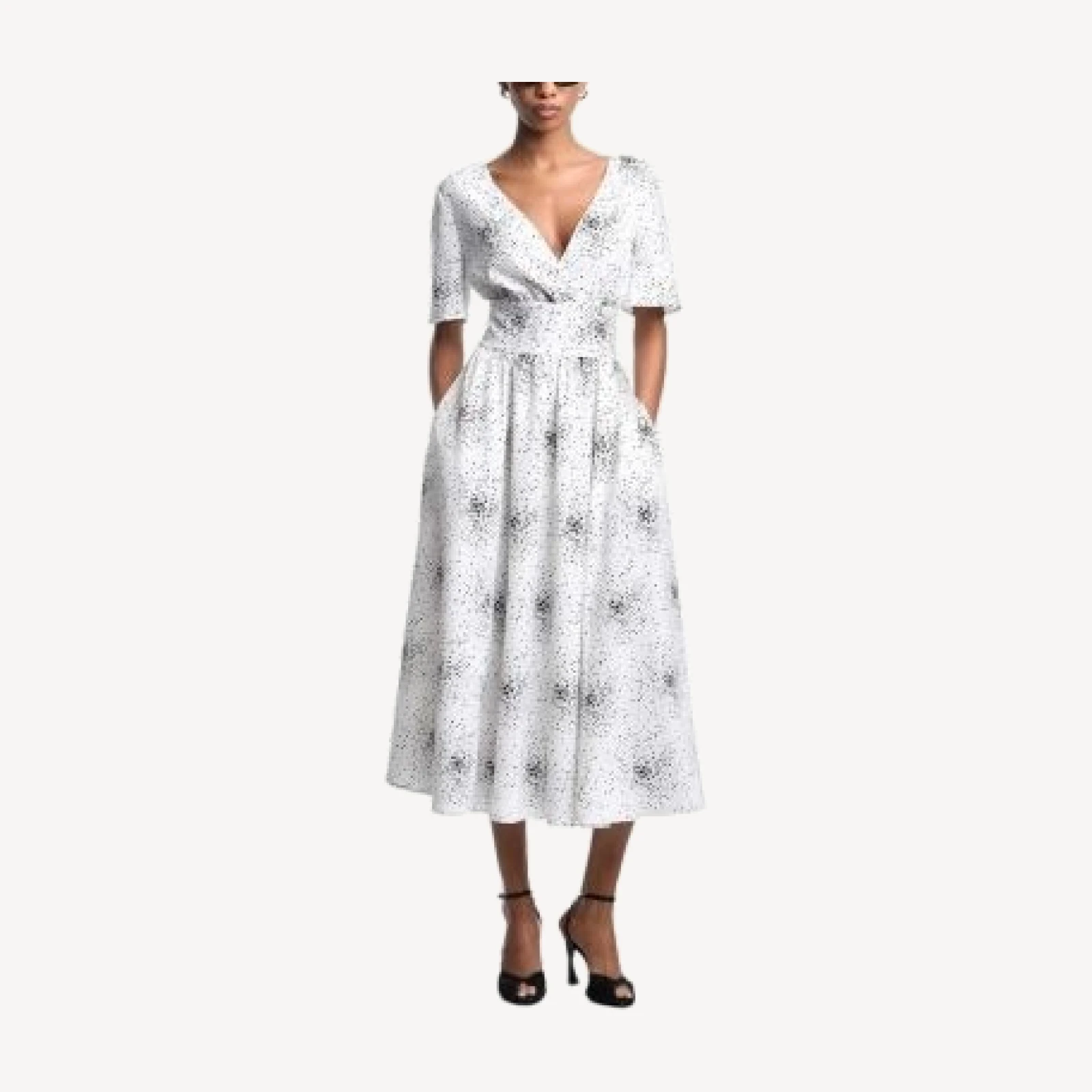 Emporio Armani Dot Cluster Short Sleeve Midi Dress