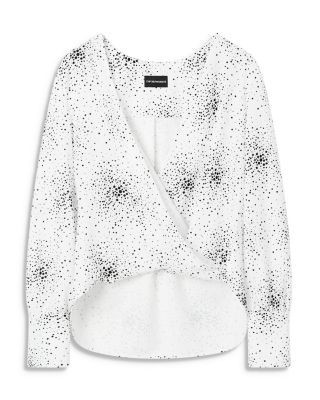 Emporio Armani Faux Wrap Long Sleeve Top
