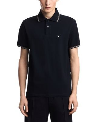 Emporio Armani Essential Stretch Cotton Polo with Stripe on Collar