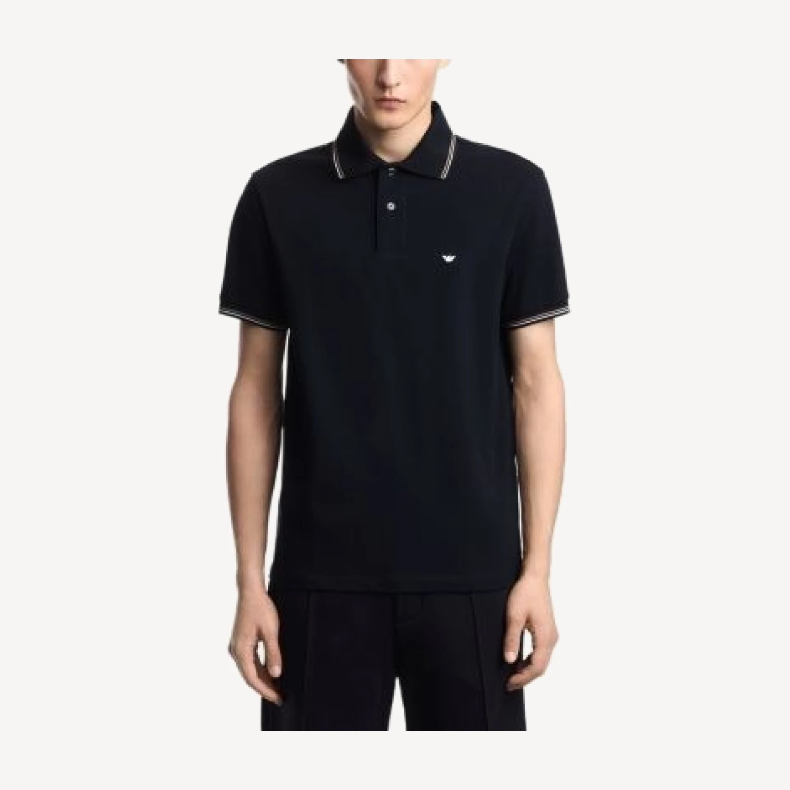 Emporio Armani Essential Stretch Cotton Polo with Stripe on Collar