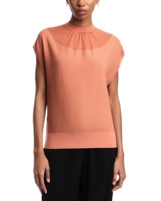 Emporio Armani Dolman Cap Sleeve Ribbed Knit Top