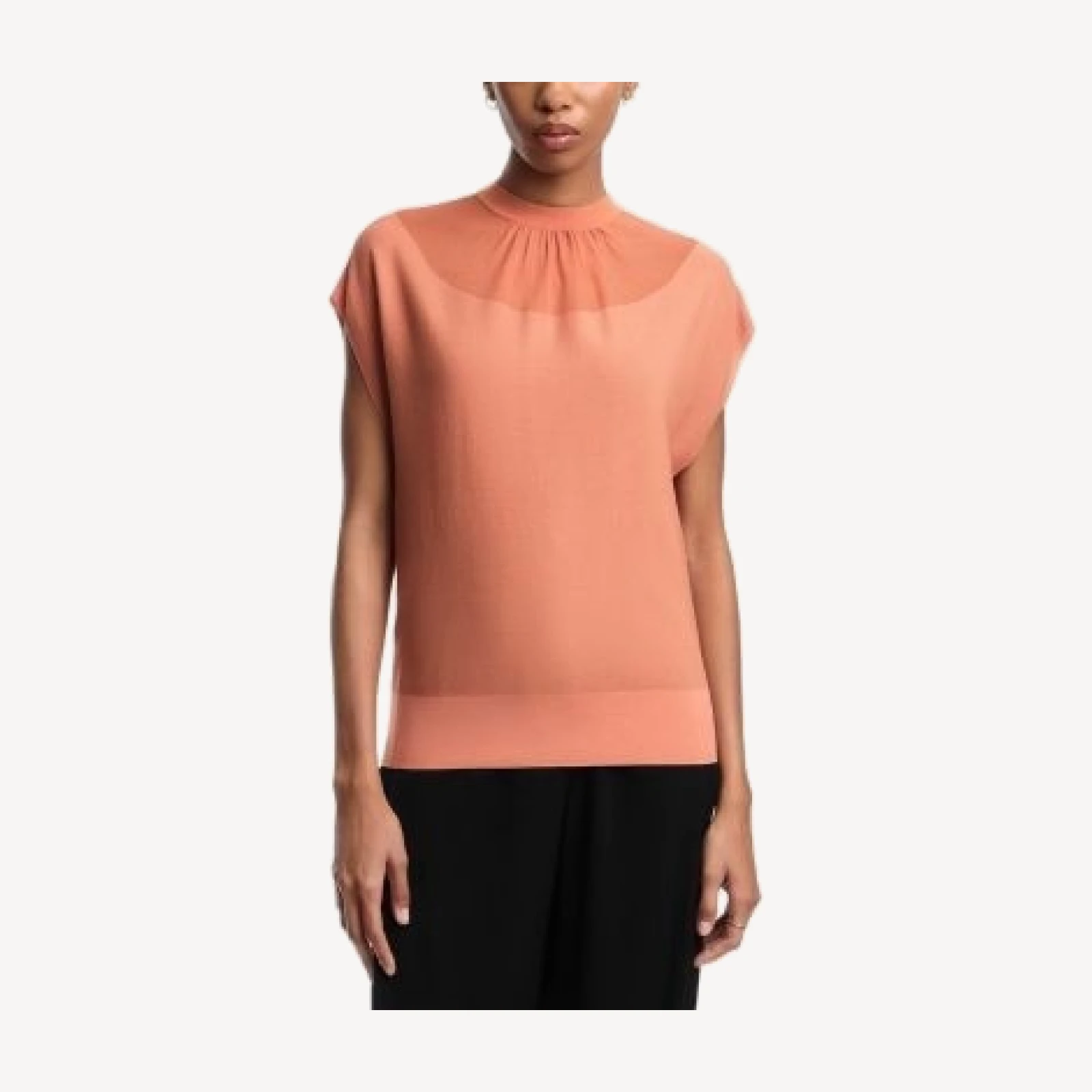 Emporio Armani Dolman Cap Sleeve Ribbed Knit Top