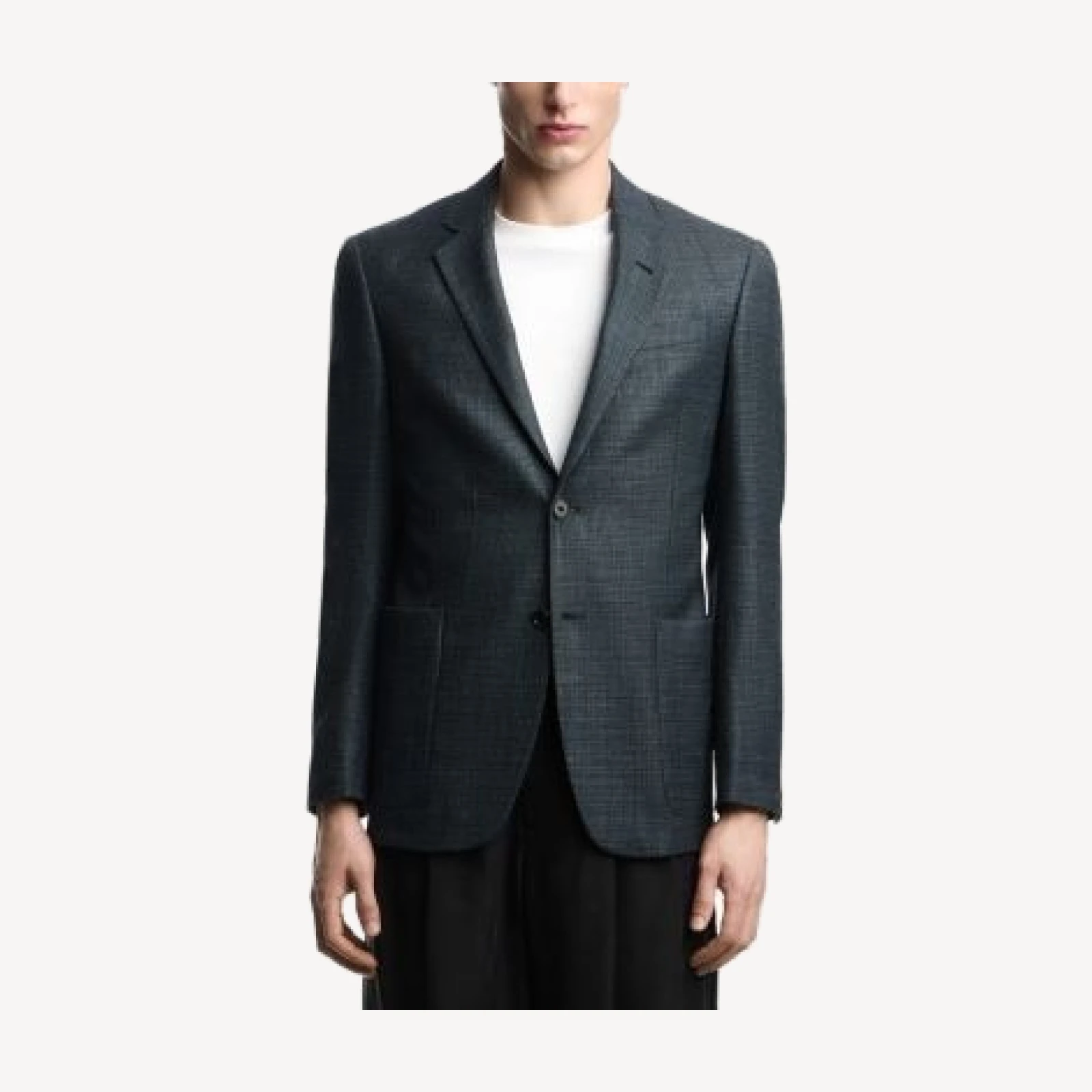Emporio Armani G Line Deco Regular Fit Single Breasted Notch Lapel Jacket in Wool & Silk Blend