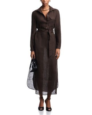 Emporio Armani Linen Blend Chambray Dress