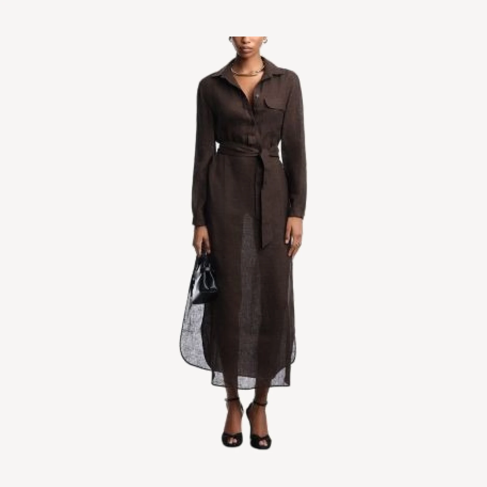 Emporio Armani Linen Blend Chambray Dress