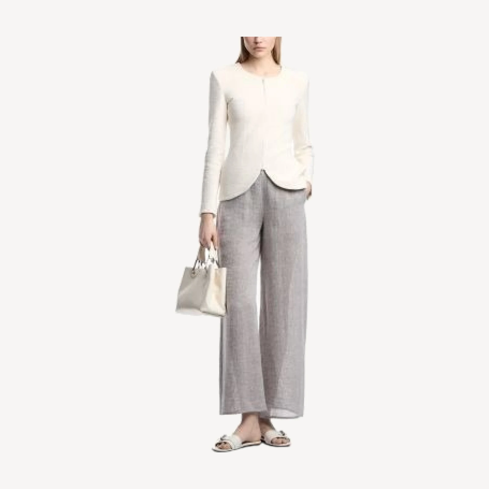 Emporio Armani Linen Blend Gauze Wide Leg Trousers