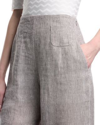 Emporio Armani Linen Blend Gauze Wide Leg Trousers