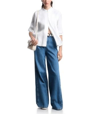 Emporio Armani High Rise Wide Leg Jeans in Blue Denim