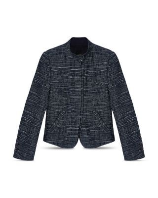 Emporio Armani Stand Collar Curved Hem Jacket