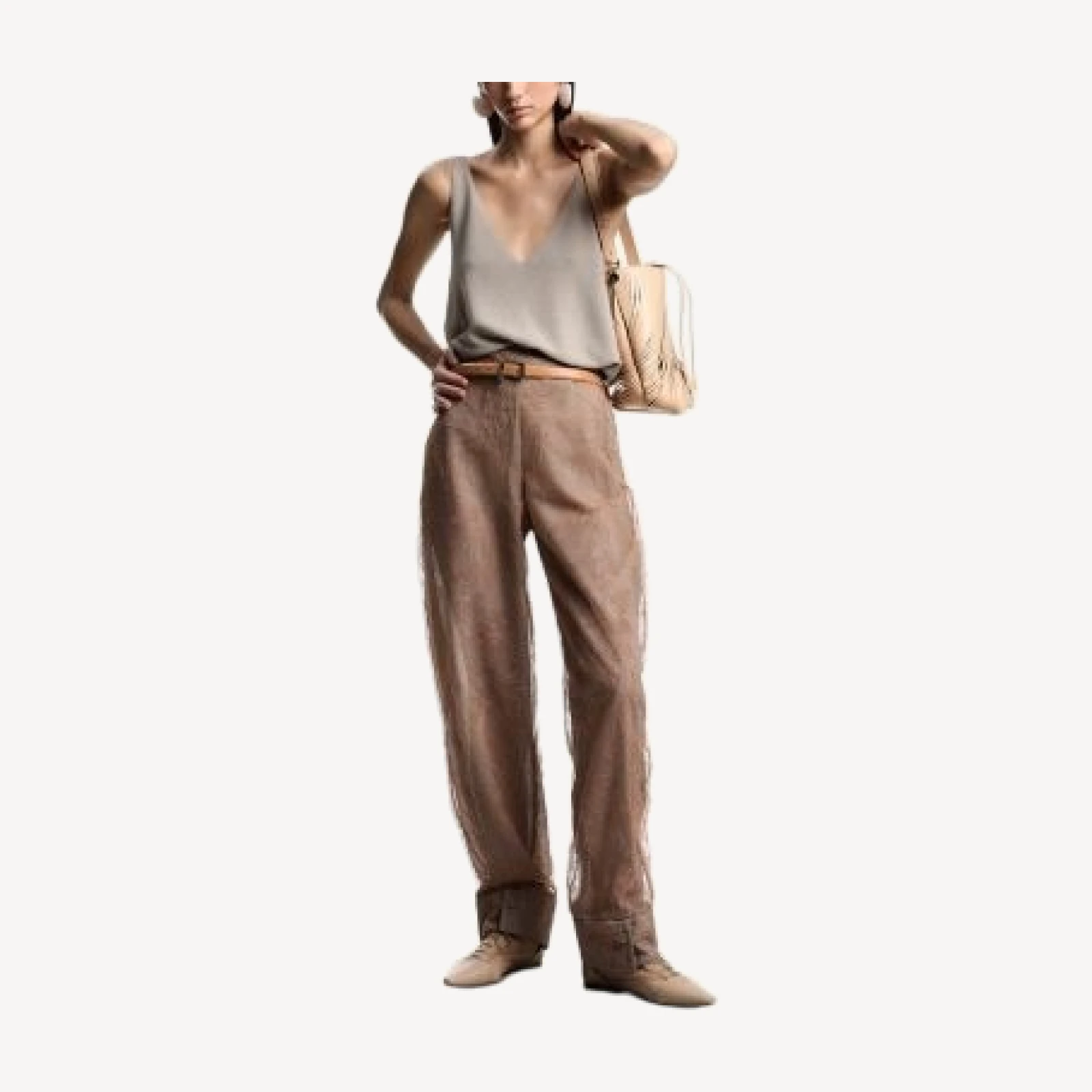 Emporio Armani Metallic Floral Embroidered Tulle Pants