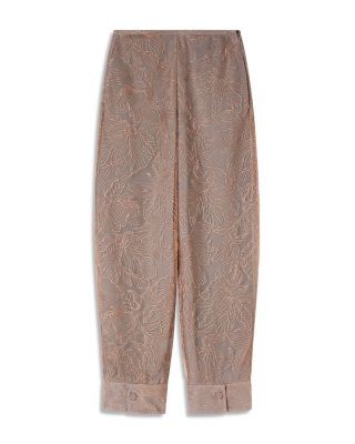 Emporio Armani Metallic Floral Embroidered Tulle Pants