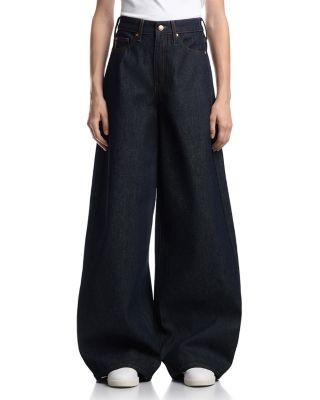 Emporio Armani High Rise Wide Balloon Leg Pants in Dark Blue Denim