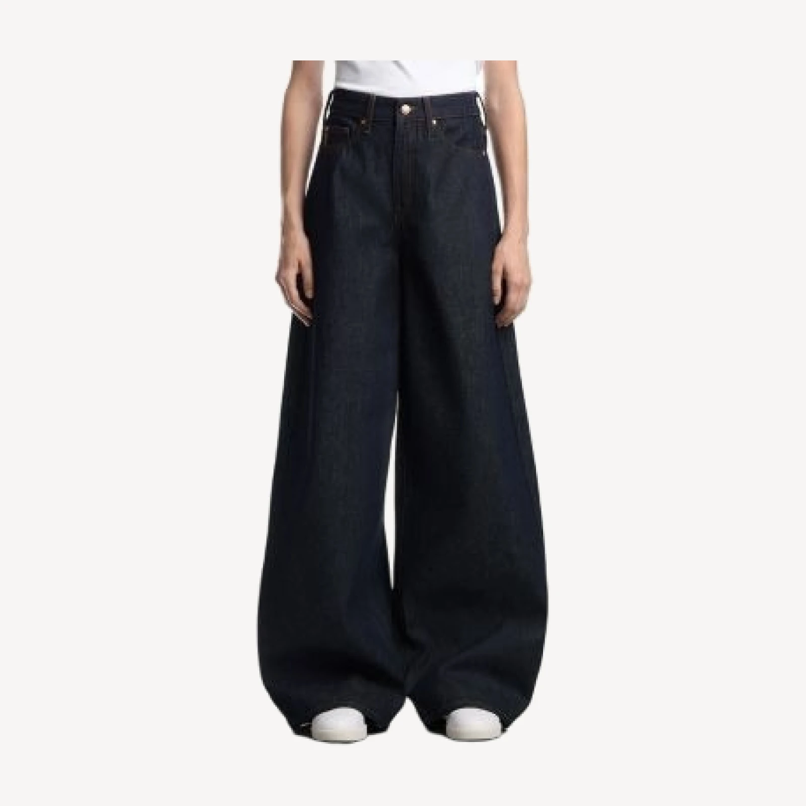 Emporio Armani High Rise Wide Balloon Leg Pants in Dark Blue Denim