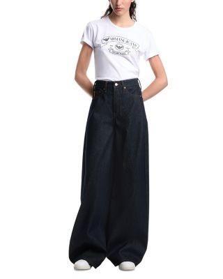 Emporio Armani High Rise Wide Balloon Leg Pants in Dark Blue Denim