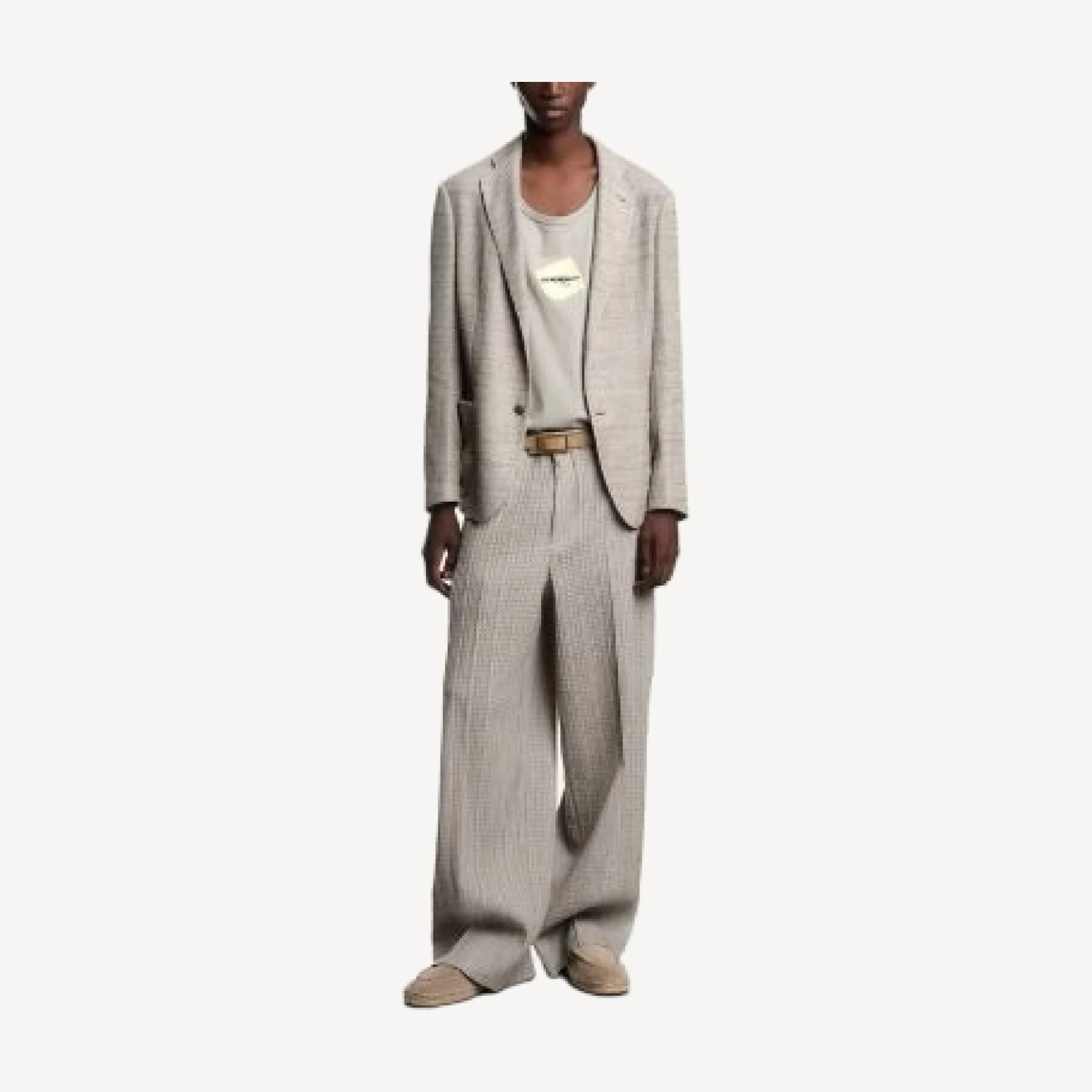 Emporio Armani Icon Cotton Blazer Jacket with Knit Effect 3D Texture