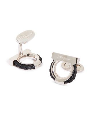 Salvatore Ferragamo Gancini Leather Rope Cufflinks