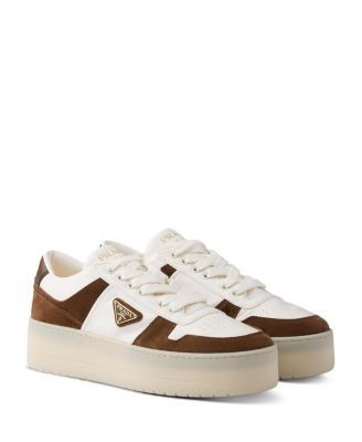 Prada Women's Downtown Bold Nappa Leather and Suede Sneakers, photo 3