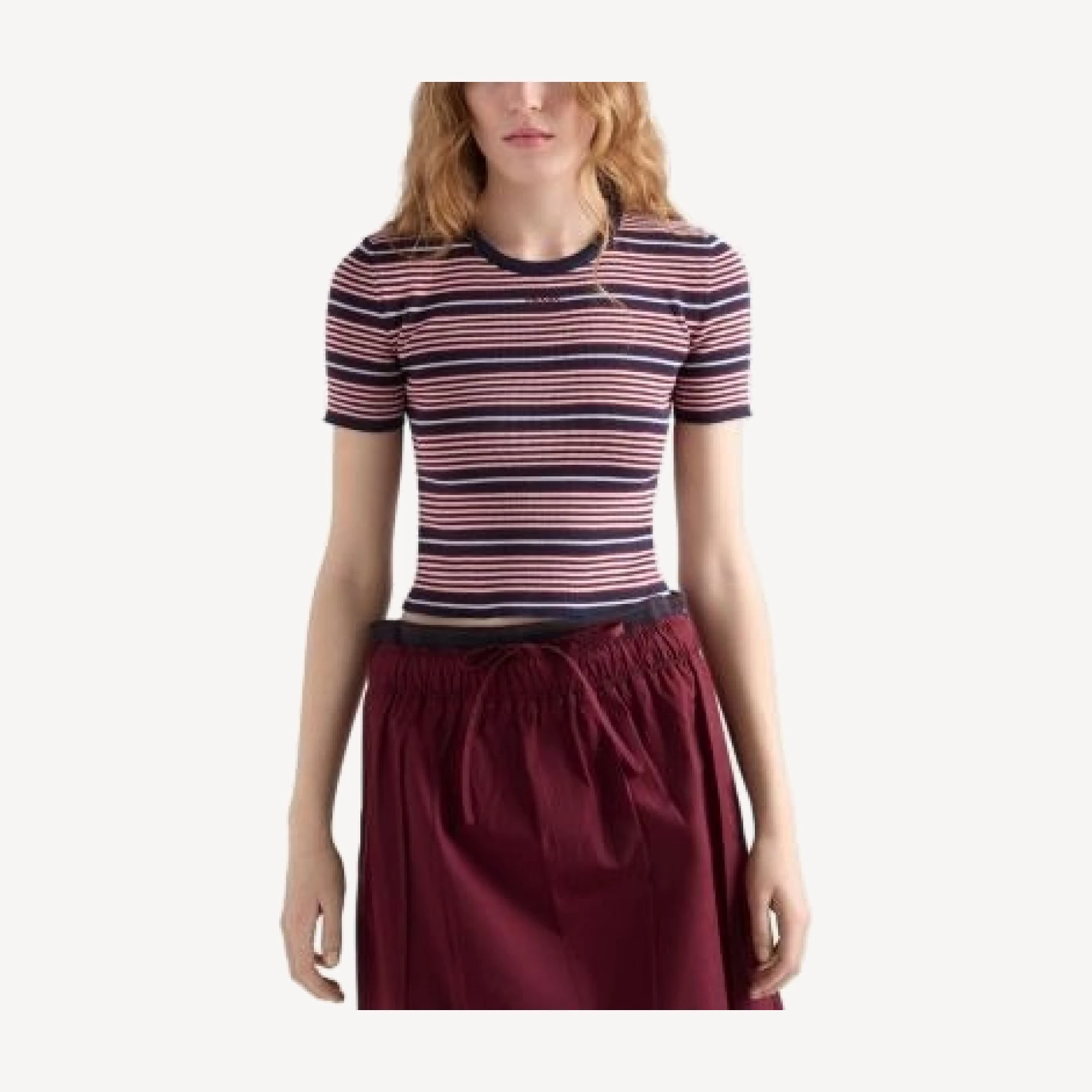 Prada Short Sleeved Striped Cotton Sweater