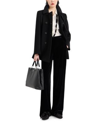 Emporio Armani Stretch Silk Satin Long Sleeve Button Down Blouse