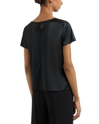 Emporio Armani Stretch Silk Satin Short Sleeve Blouse