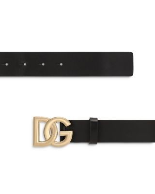 Dolce & Gabbana Men's Leather Dg Logo Pin Buckle Belt