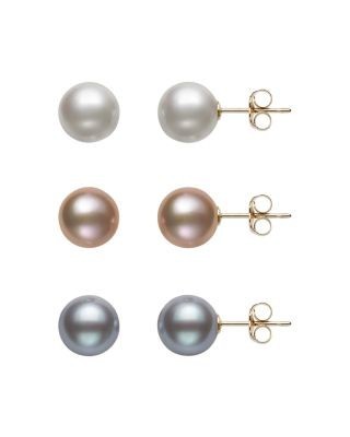 Bloomingdale's Fine Collection Cultured Freshwater Pearl Stud Earring Set in 14K Yellow Gold