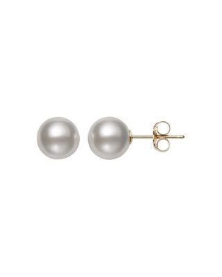 Bloomingdale's Fine Collection Akoya Cultured Pearl Stud Earrings in 14K Yellow Gold