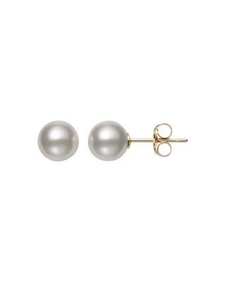 Bloomingdale's Fine Collection Akoya Cultured Pearl Stud Earrings in 14K Yellow Gold