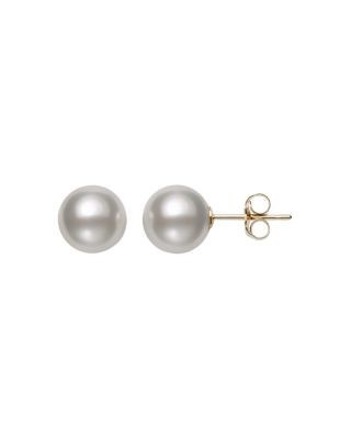 Bloomingdale's Fine Collection Akoya Cultured Pearl Stud Earrings in 14K Yellow Gold